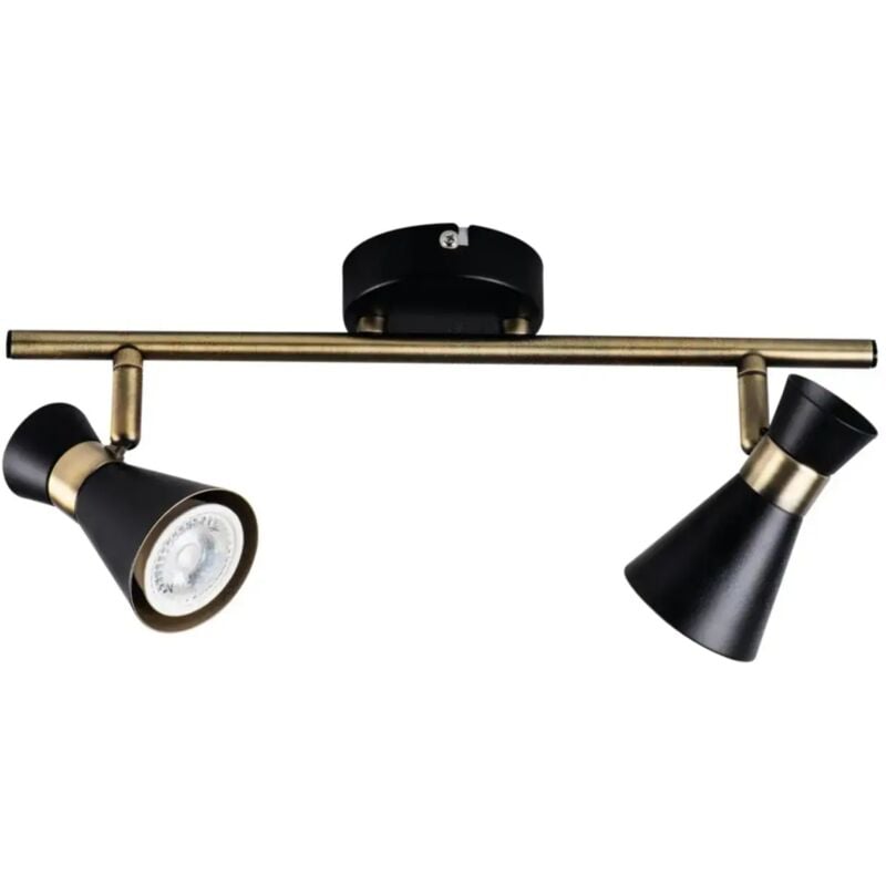 Lampada da parete faretto mileno orientabile nero-oro GU10 2 luci