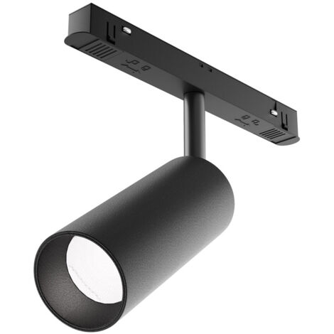 Faretto Per Binario Moderno Focus Led Alluminio Nero 1 Luce 12W Dimmerabile