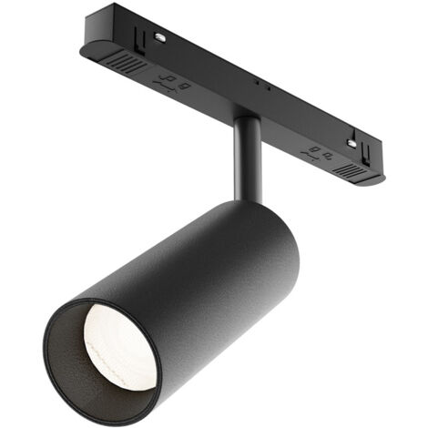 Faretto Per Binario Moderno Focus Led Alluminio Nero 1 Luce Calda 12W