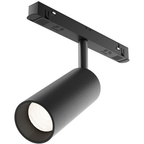 Faretto Per Binario Moderno Focus Led Alluminio Nero 1 Luce Naturale 12W