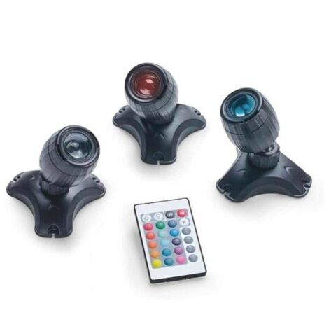 Faretto per laghetto set da 3 a led colorati e bianchi con telecomando