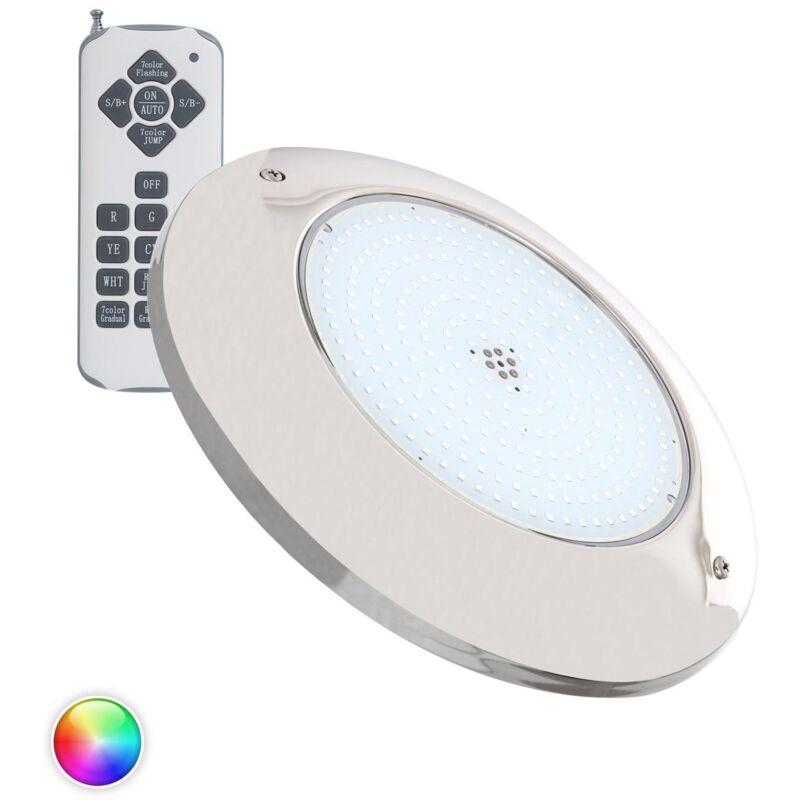 Image of Faretto Piscina led Superficie rgb Waterproof 12V ac IP68 Acciaio Inox 20W rgb Sì