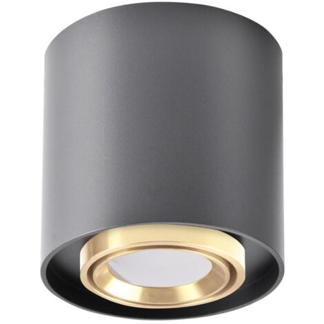 Faretto plafone rotondo orientabile nero oro GU10 10W