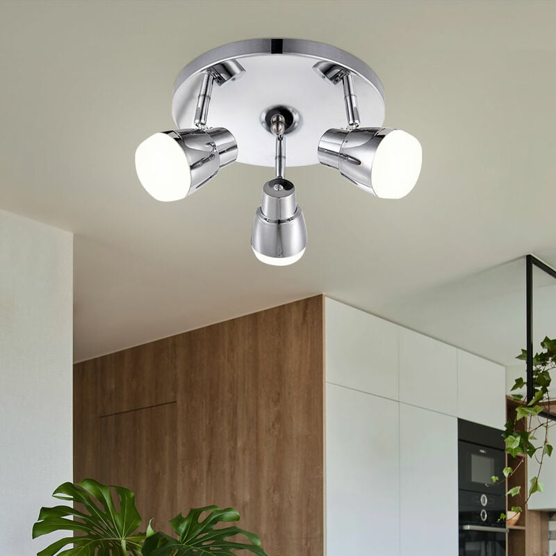 Image of Faretto plafoniera plafoniera soggiorno lampada corridoio, 3 luci spot orientabili, LED 5W 320Lm bianco caldo, DxH 24x15cm