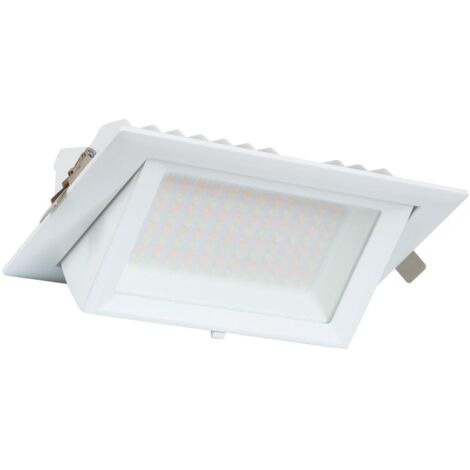 Faretto Proiettore Downlight LED 48W Orientabile Rettangolare 130lm/W Foro 210x125mm  3000K Bianco Caldo