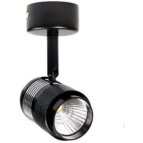 Faretto proiettore led cob 10 watt con staffa orientabile applique da  soffitto o parete scocca nera luce bianca fredda 6500 k
