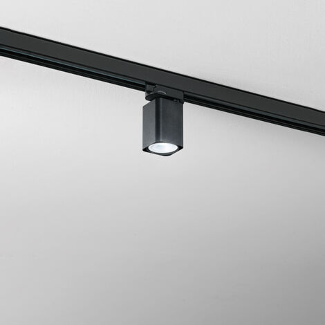 Faretto quadrato Binario in alluminio colore nero per sistema binario attacco GU10 5,5cm orientabile