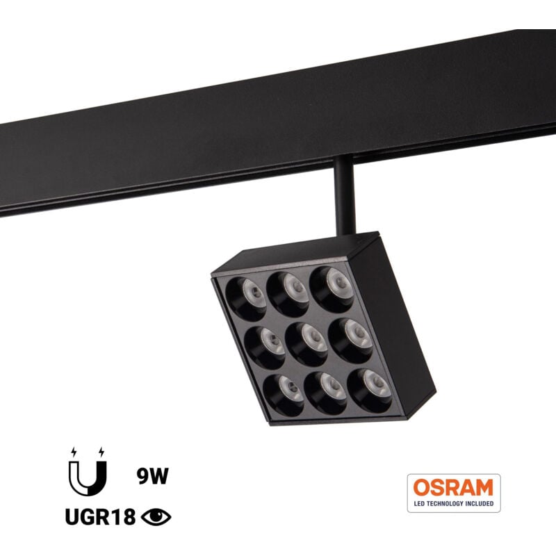 Image of Barcelona Led - Faretto quadrato led per binario magnetico 48V - 9W - CRI90 - - Bianco Neutro