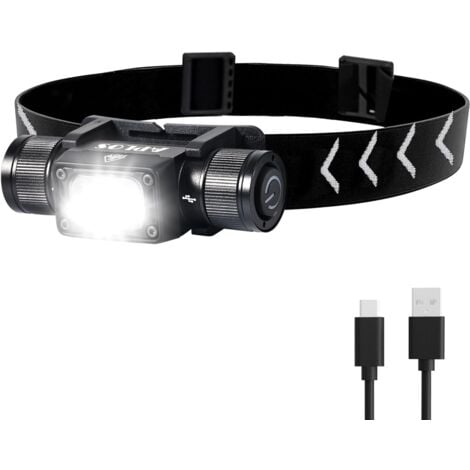 GOTRAYS Faretto ricaricabile H340 con bruciatore per testa luminosa da 1500 lumen e base girevole a 180°, faretto LED super luminoso con modalità luce rossa