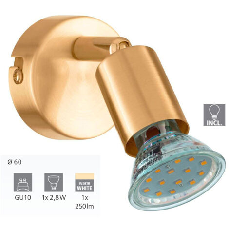 Faretto singolo eglo buzz-led gu10 1x2,8w ottone spazzolato- 33184