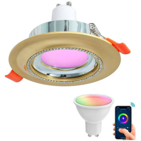 Faretto Smart Incasso Tondo Brillantini Led 5 W Gu10 Rgb Wifi Alexa Google Home       Or