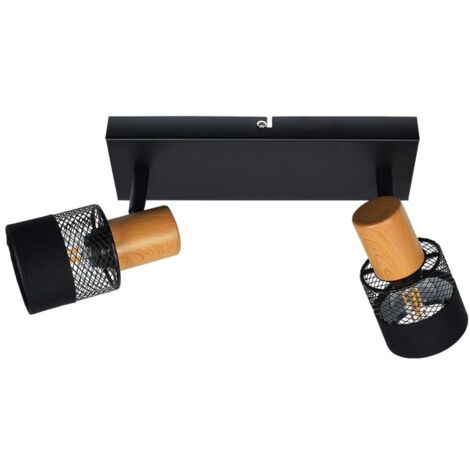 Faretto soffitto industriale 2 luci nero orientabile E14
