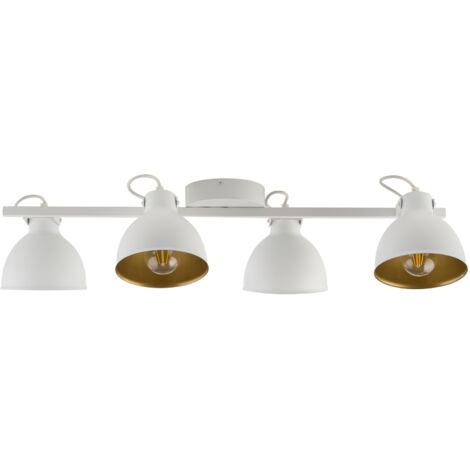Faretto soffitto loft bianco oro 4 luci orientabili E27