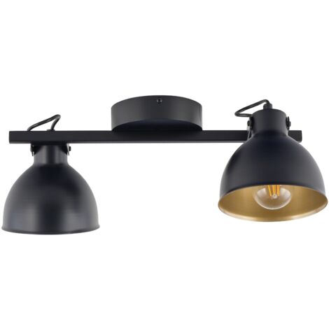 Faretto soffitto Mars loft nero-oro 2 luci orientabili E27