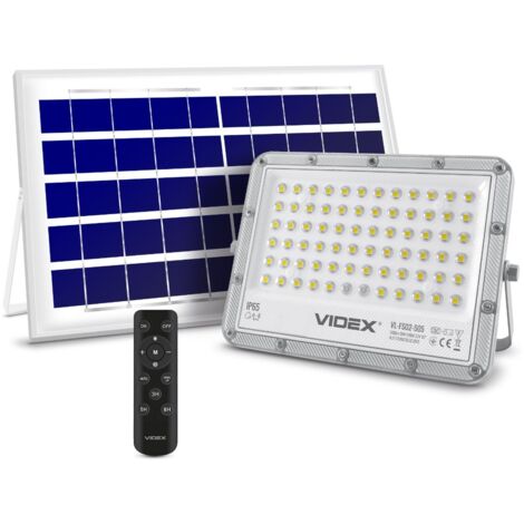 Faretto solare 10W 1000lm 5000K IP65 con telecomando Videx