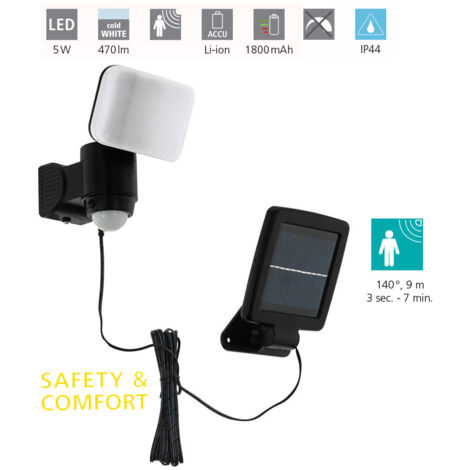Faretto Solare Esterno Moderno Casabas Policarbonato Nero E Bianco Led