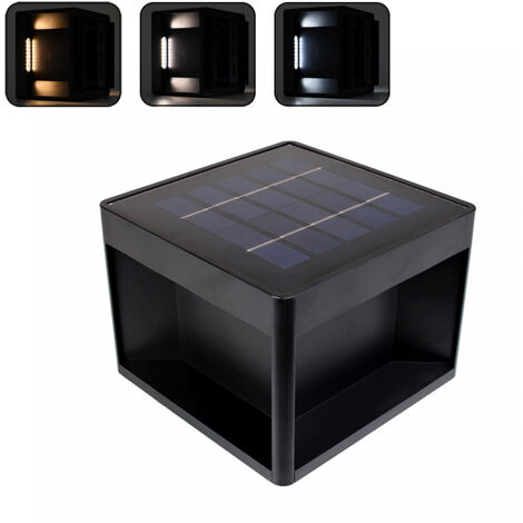 FARETTO SOLARE LED CUBICO CON CCT SWITCH TRIPLA TEMPERATURA DI COLORE 3000K/4000K/6500K - RICARICA EFFICIENTE E GRADO DI PROTEZIONE IP65