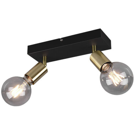Faretto Spot 2xE27 Vannes Nero-Ottone L26 cm Trio Lighting