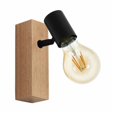 Faretto Spot Townshend 1 Luce Nero e Legno Naturale H16,5 cm EGLO