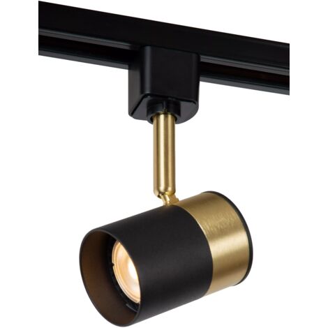Faretto su binario orientabile nero-oro GU10 Lucide
