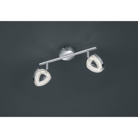 Faretto TOURS barra 2 spots LED integrati in diffusore triangolo cromato R82132106