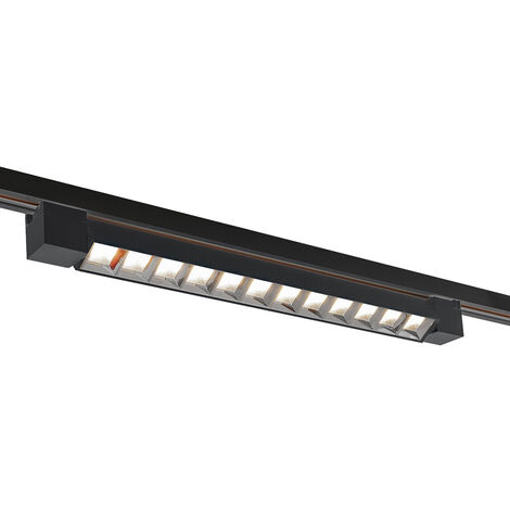 Faretto track orientabile da binario 26 watt 12 led faro nero monofase luce calda 3000k