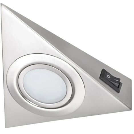faretto triangolare lampada sottopensile spot G4 cromo opaco con interruttore