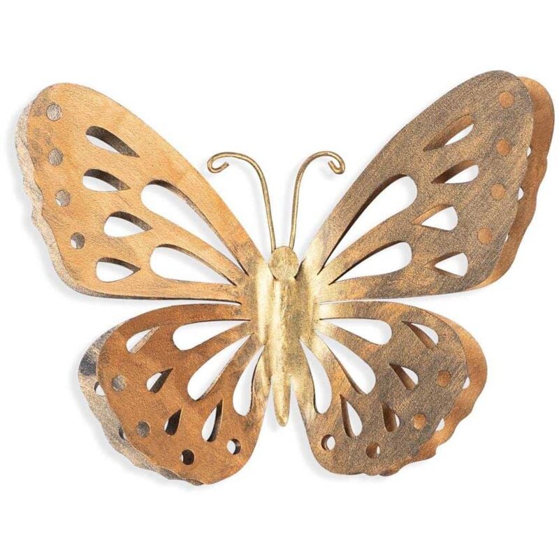 Décoration murale en métal Animal Papillon doré