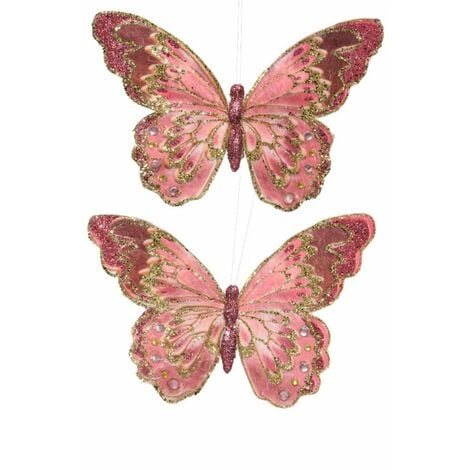FARFALLA CLIP CON GLITTER ROSA PREZZO PER COPPIA