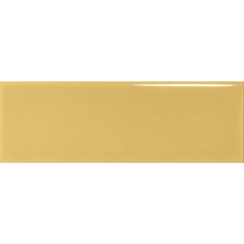 Carrelage sol / mur briquette rectangulaire uni jaune moutarde brillant 5X15 cm FÄRGBLOCK LUCIDO SENAPE FGB113L (vendu par boite de 0,60m2)