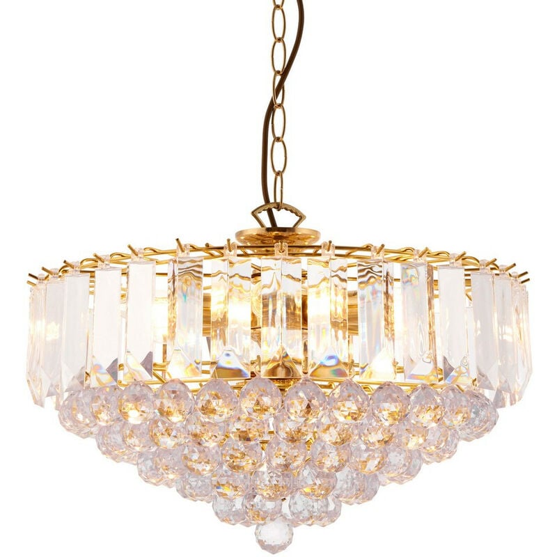 Endon Lighting - Endon Fargo - 6 Light Ceiling Pendant Acrylic, Brass, E14