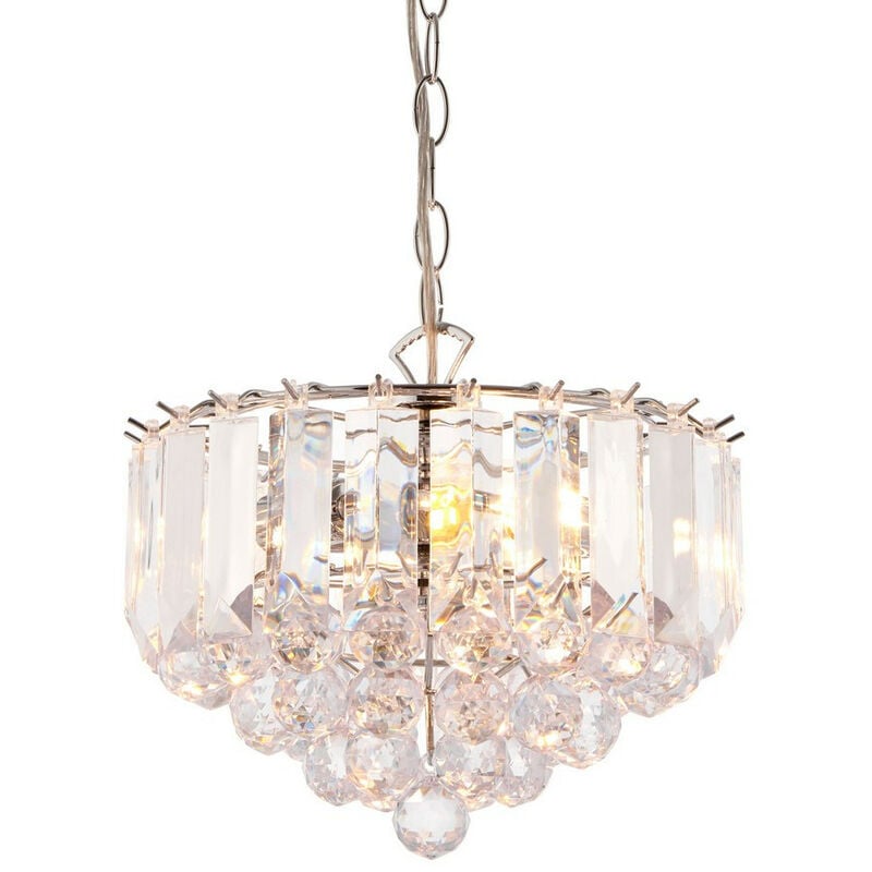 Fargo - 3 Light Ceiling Pendant Chrome, Clear Acrylic, E14 - Endon