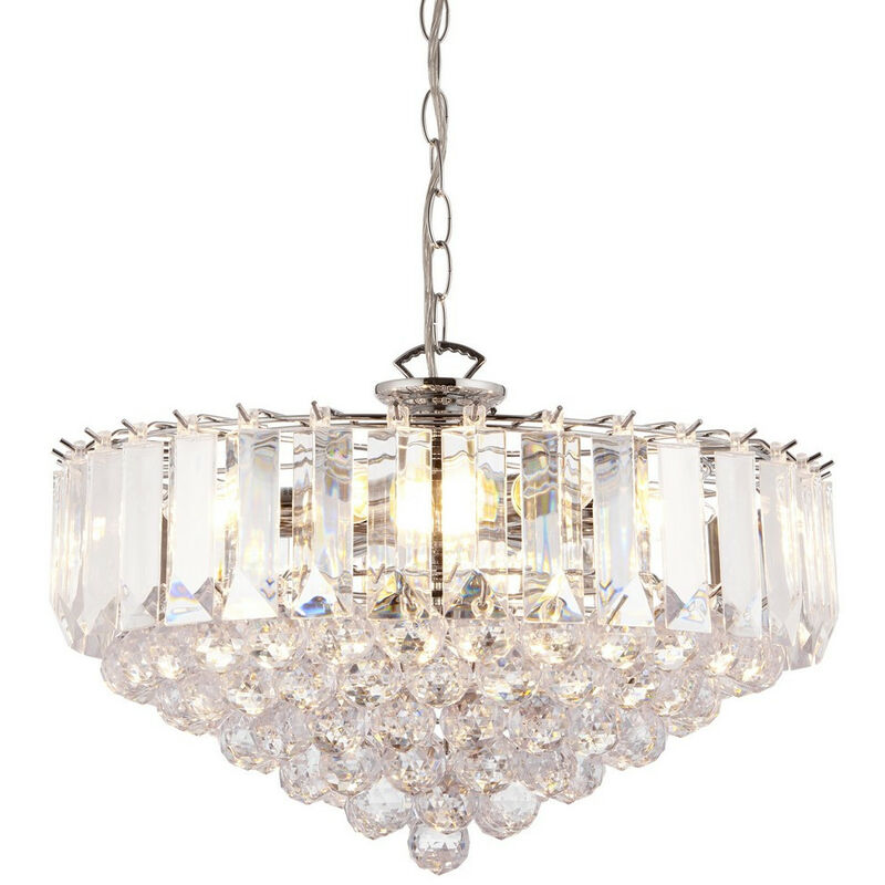 Endon Fargo - 6 Light Ceiling Pendant Chrome, Clear Acrylic, E14