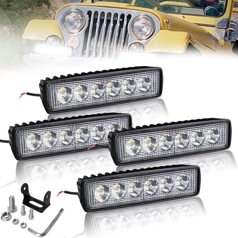 Image of Naizy - Faro da lavoro a led 418W faro fuoristrada quadrato faro da lavoro 12V/24V faro aggiuntivo 1600LM faro IP67, per suv utv atv (4 pezzi)