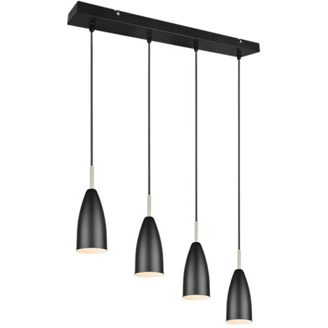 FARIN SOSPENSIONE BARRA 4 CONI METALLO NERO E OTTONE SATINATO L.58CM  ATTACCO E14