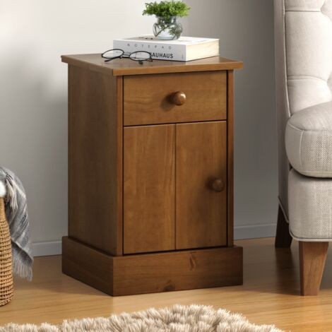 Farmhouse Dark 1 Door 1 Drawer Pot Cupboard Bedside Table