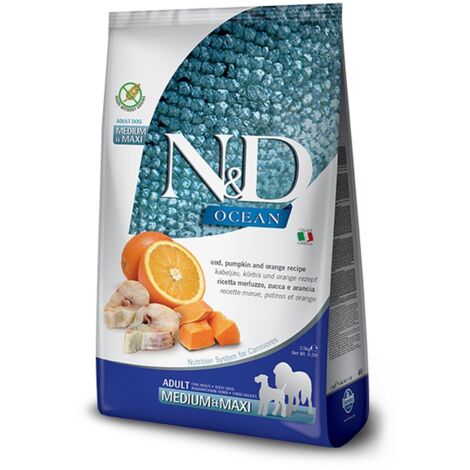 Farmina Cane N&D Ocean 2,5 kg Medium e Maxi Merluzzo Zucca e Arancia