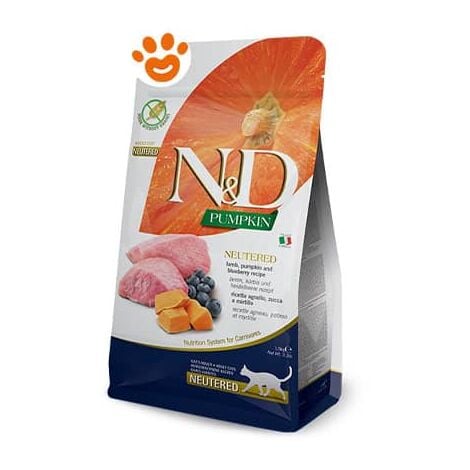 Farmina Cat N&ampD Pumpkin Neutered Adult Agnello e Mirtilli  - Farmina Cat N&ampD Pumpkin Neutered Adult Agnello e Mirtilli - Sacco Da 1,5 Kg