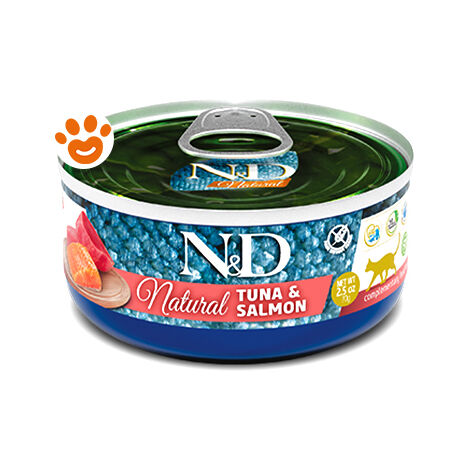 Farmina Cat N&D Natural con Tonno e Salmone  - Farmina Cat N&D Natural con Tonno e Salmone - Lattina Da 70 Gr