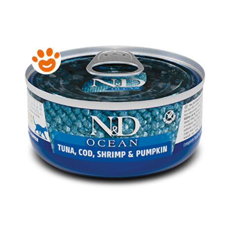 Farmina Cat N&D Ocean Adult Tonno, Merluzzo, Gamberetto e Zucca - Farmina Cat N&D Ocean Adult Tonno, Merluzzo, Gamberetto e Zucca - Lattina Da 70 Gr