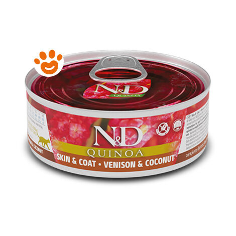 Farmina Cat N&D Quinoa Skin&Coat Cervo e Cocco  - Farmina Cat N&D Quinoa Skin&Coat Cervo e Cocco - Lattina Da 80 Gr