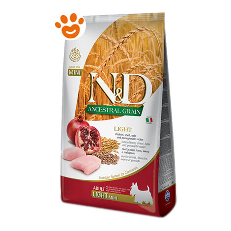 Farmina Dog N&ampD Ancestral Grain Light Mini Pollo e Melograno  - Farmina Dog N&ampD Ancestral Grain Light Mini Pollo e Melograno - Sacco Da 2,5 Kg