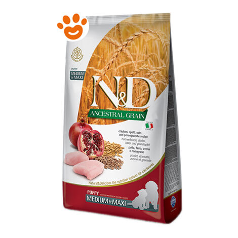 Farmina Dog N&ampD Ancestral Grain Puppy Medium Maxi Pollo e Melograno  - Farmina Dog N&ampD Ancestral Grain Puppy Medium Maxi Pollo e Melograno - Sacco Da 12 Kg