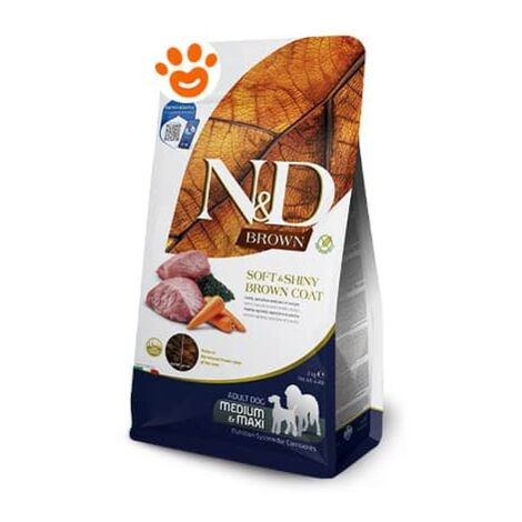 Farmina Dog N&ampD Brown Adult Medium Maxi Agnello, Spirulina e Carote  - Farmina Dog N&ampD Brown Adult Medium Maxi Agnello, Spirulina e Carote - Sacco Da 7 Kg
