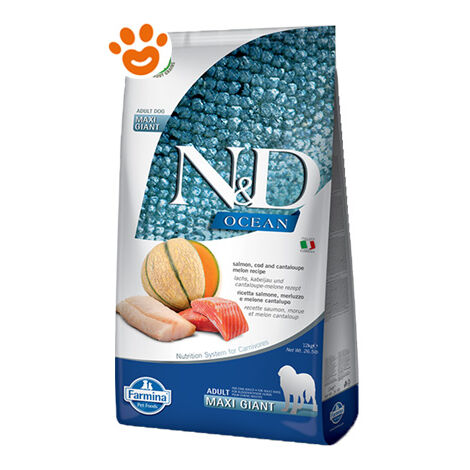 Farmina Dog N&ampD Ocean Adult Maxi Giant Salmone Merluzzo e Melone  - Farmina Dog N&ampD Ocean Adult Maxi Giant Salmone Merluzzo e Melone - Sacco Da 12 Kg