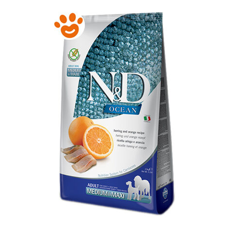 Farmina Dog N&D Ocean Adult Medium Maxi Aringa e Arancia - Farmina Dog N&D Ocean Adult Medium Maxi Aringa e Arancia - Sacco Da 12 Kg