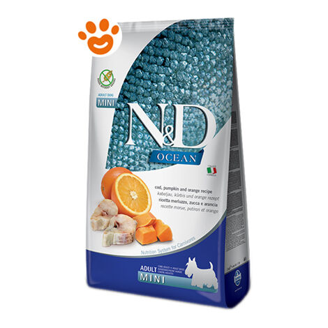 Farmina Dog N&ampD Ocean Adult Mini con Merluzzo, Zucca e Arancia  - Farmina Dog N&ampD Ocean Adult Mini con Merluzzo, Zucca e Arancia - Sacco Da 7 Kg