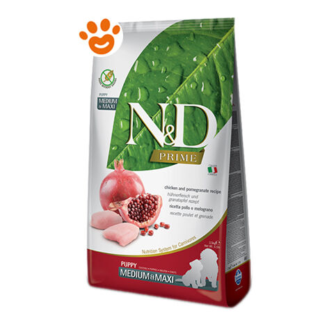 Farmina Dog N&ampD Prime Puppy Medium Maxi Grain Free Pollo e Melograno  - Farmina Dog N&ampD Prime Puppy Medium Maxi Grain Free Pollo e Melograno - Sacco Da 12 Kg