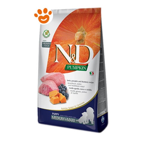 Farmina Dog N&ampD Pumpkin Puppy Medium Maxi Agnello, Zucca e Mirtilli  - Farmina Dog N&ampD Pumpkin Puppy Medium Maxi Agnello, Zucca e Mirtilli - Sacco Da 2,5 Kg