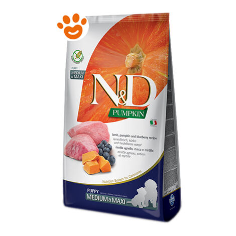 Farmina Dog N&ampD Pumpkin Puppy Medium Maxi Agnello, Zucca e Mirtilli  - Sacco Da 12 Kg